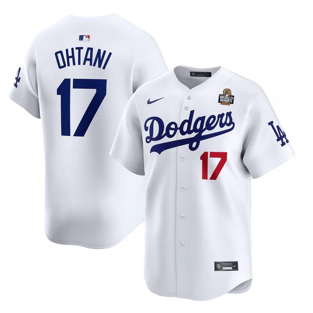 Men's Los Angeles Dodgers #17 Shohei Ohtani White 2024 World Series Home Limited Stitched Baseball Jersey Men's Los Angeles Dodgers #17 Shohei Ohtani White 2024 World Series Home Limited Stitched Baseball Jersey